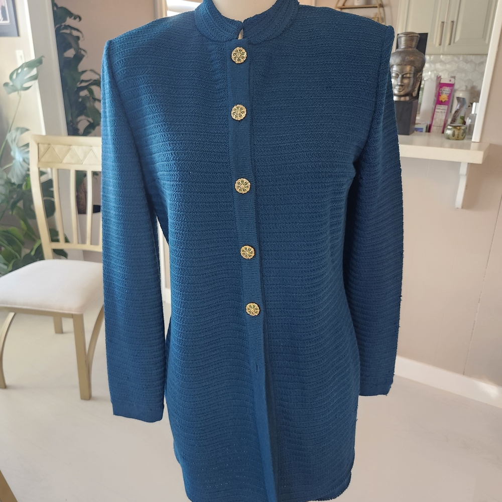 St. John Teal Jacket with Gold Accents